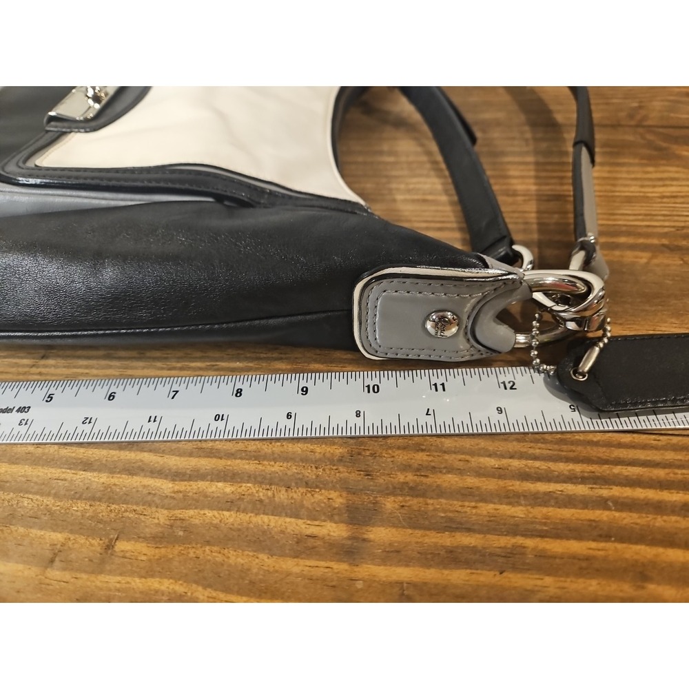 Coach Kristin Spectator Leather Hobo 2 Way Bag Convertible‎ Monochrome  Pt02 - Picture 9 of 16